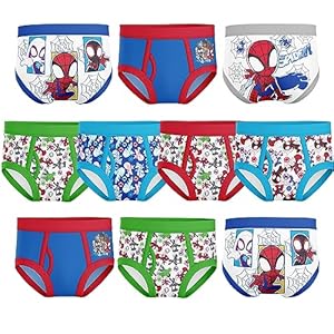 Spiderman Ropa interior de 100 % algodón peinado con Iron Man, Hulk y más para niños pequeños y superhéroes