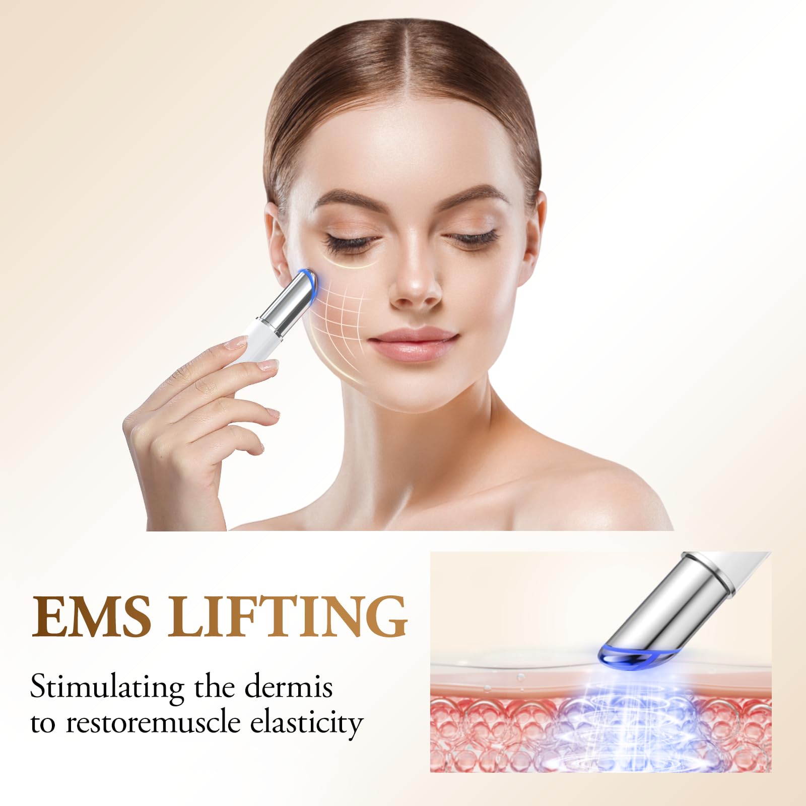 Augenmassagegerät,ANLAN 40±2℃ Gesichtsmassagegerät Eye Fresher Elektrisch EMS Gesicht Gerät LED Lichttherapie Facial Massager für augenringe entfernen,Face & Eye massager Anti Falten Anti Aging