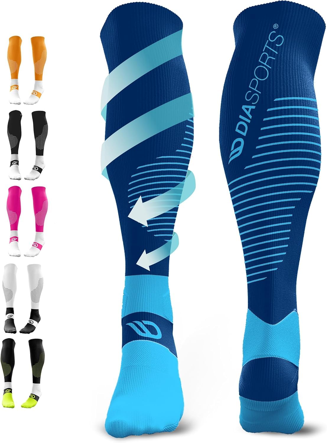 RUNSTARS Kompressionssocken für Sport, Laufen, Marathon und Triathlon I Premium Laufsocken mit gleichmäßiger Kompression und verstärkter Ferse I Kompressionsstrümpfe Herren & Damen