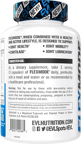 Miniatura 4 de Evlution FLEXMODE Suplemento de apoyo articular de alta absorción con vitaminas avanzadas para las articulaciones que incluyen glucosamina,