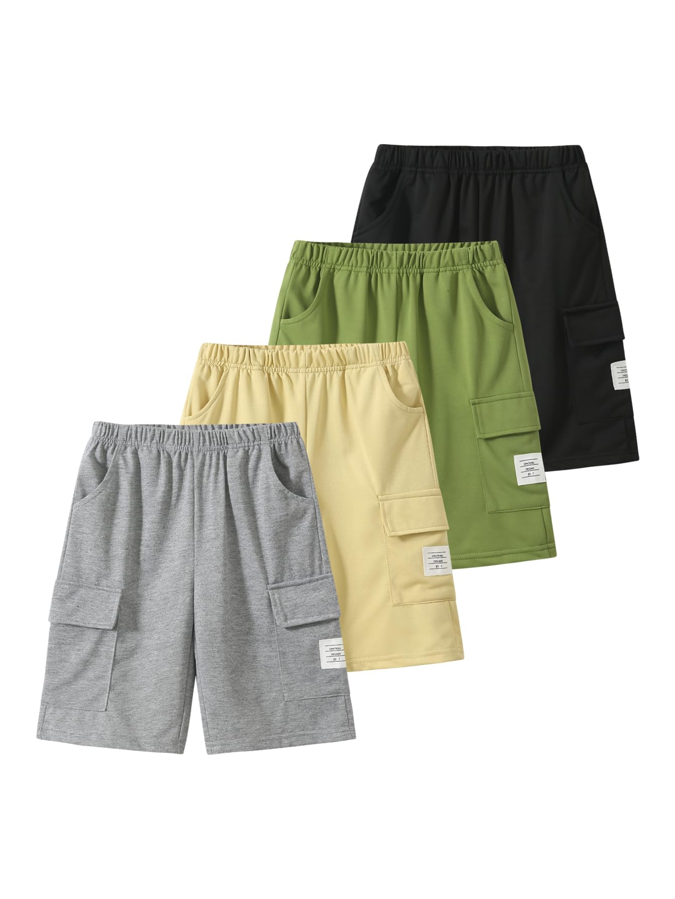 4 Pack Boys Pull on Jogger Shorts Cargo Shorts with Pocket 3-14Y