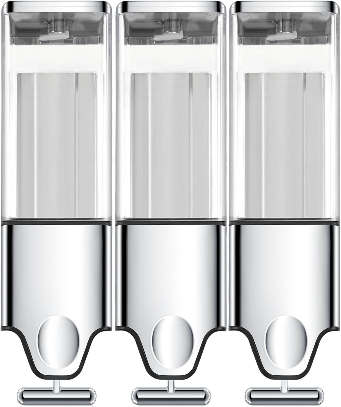 EHORIA 3-in-1 Quadrate Dispensers for The Shower,Shower soap Dispenser,Conditioner Dispenser, Shampoo Dispenser,No Drilled Wall Mounted Distributor,Hotel,Bathroom,Home