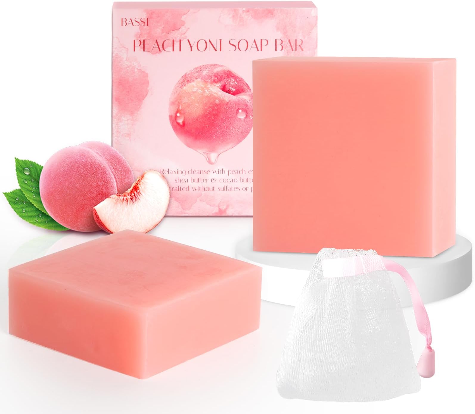 Yoni Soap Bars & Natural Yoni Oil Set, Natural Vaginal Wash for Women Feminine Wash Vaginial Deodorants pH Balance, Eliminates Odor, Feminine Oil 30ml/1 oz, 2 Pcs Vaginal Care Soap (Peach)
