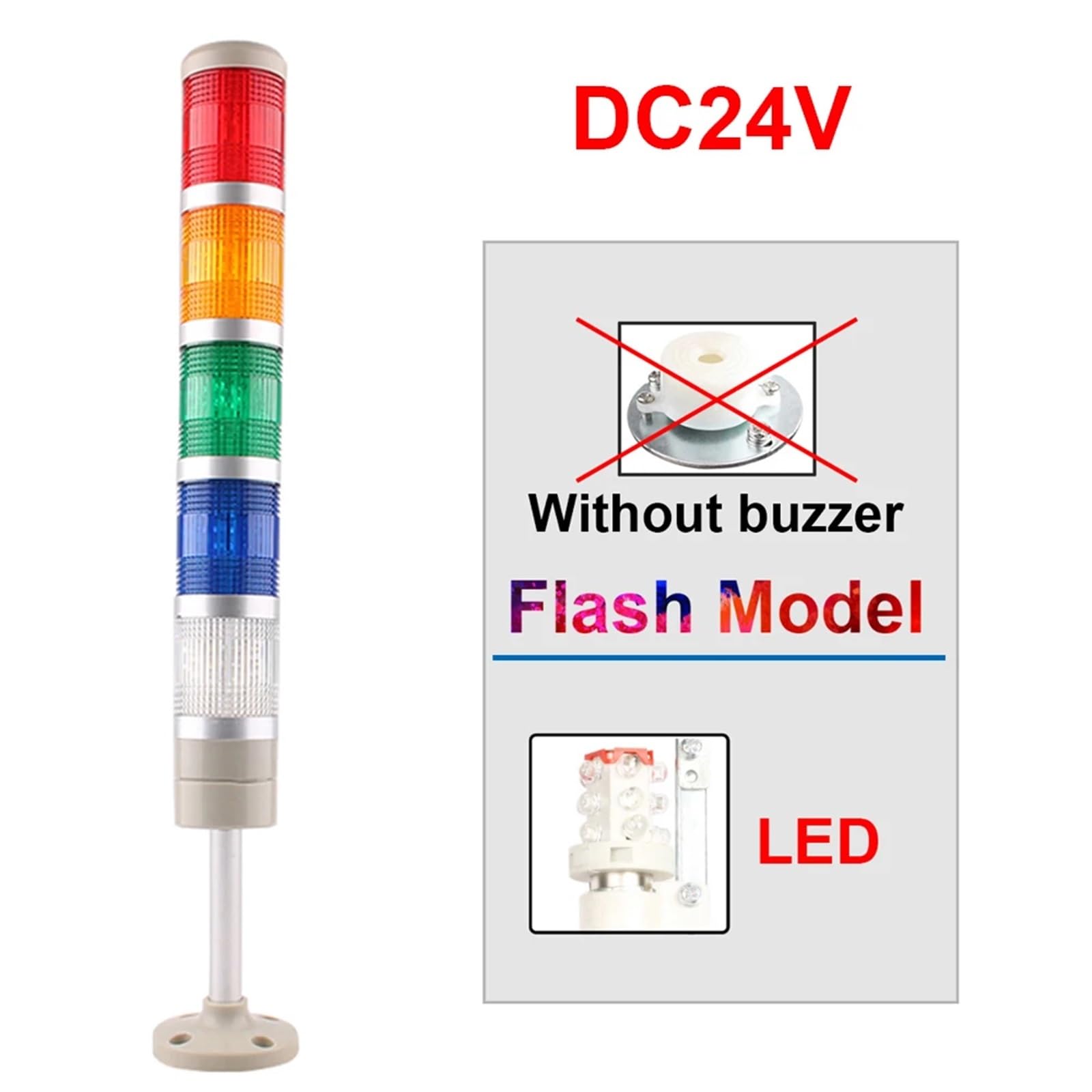 LGP-205/505 5 warstw 12 V 24 V 110 V 220 V przemysłowa wieża sygnał stabilny sygnał ostrzegawczy lampa błyskowa LED (światło błyskowe 24 V)
