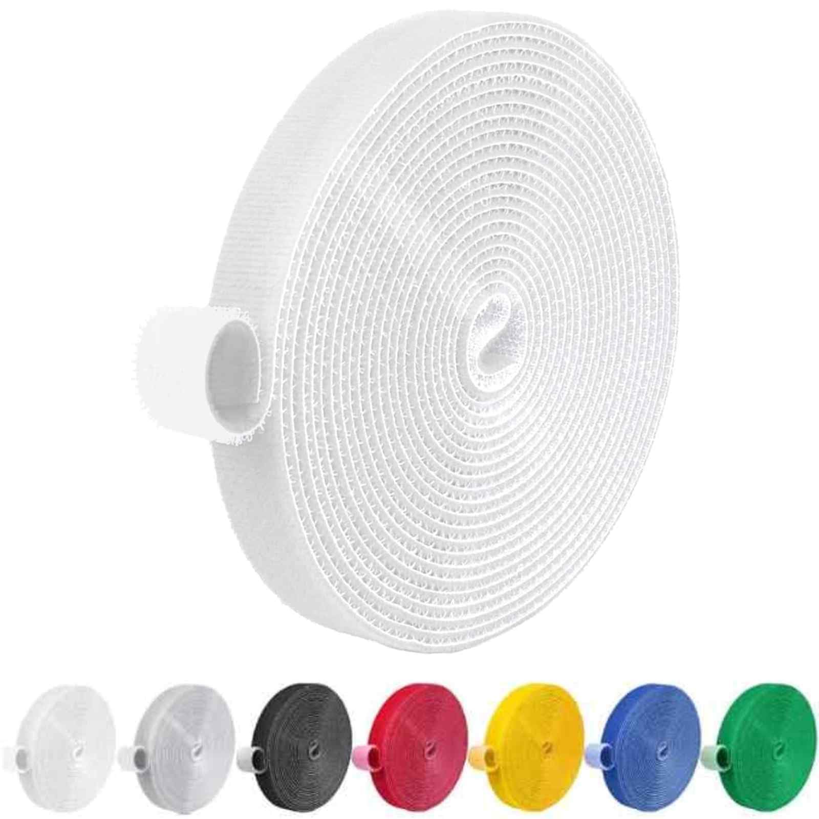 IFNOW 32FT Reusable Fastening Tape Cable Ties Double-Sided Hook-and-Loop Cable Management Tape Strength and Durability 0.4''/Width (1, White)