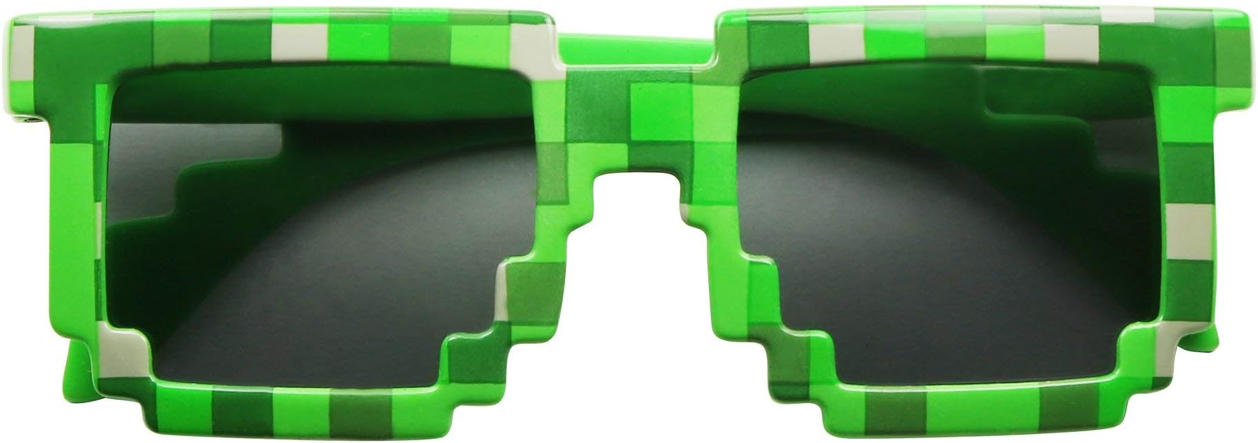 Colorful Creeper Block Pixel 8-Bit Party Favor Kids Childrens Boy Girl Fun Cute Gamer Sunglasses with UV Protection