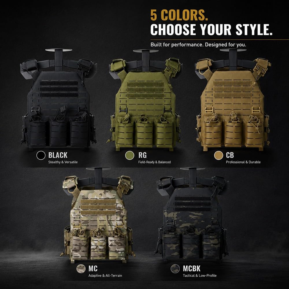 Chaleco Táctico Unisex Liberación Rápida,Chaleco MOLLE Ajustable Bolsillos Multifunción Ligero Transpirable para Airsoft Paintball Caza Senderismo Actividades Al Aire Libre
