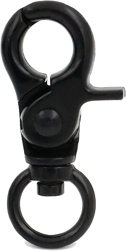 Miniatura 5 de BIKICOCO Gancho giratorio de 38 pulgadas, cierre de pinza de langosta, clip con resorte, extremo de anillo tórico, negro, paquete de 10