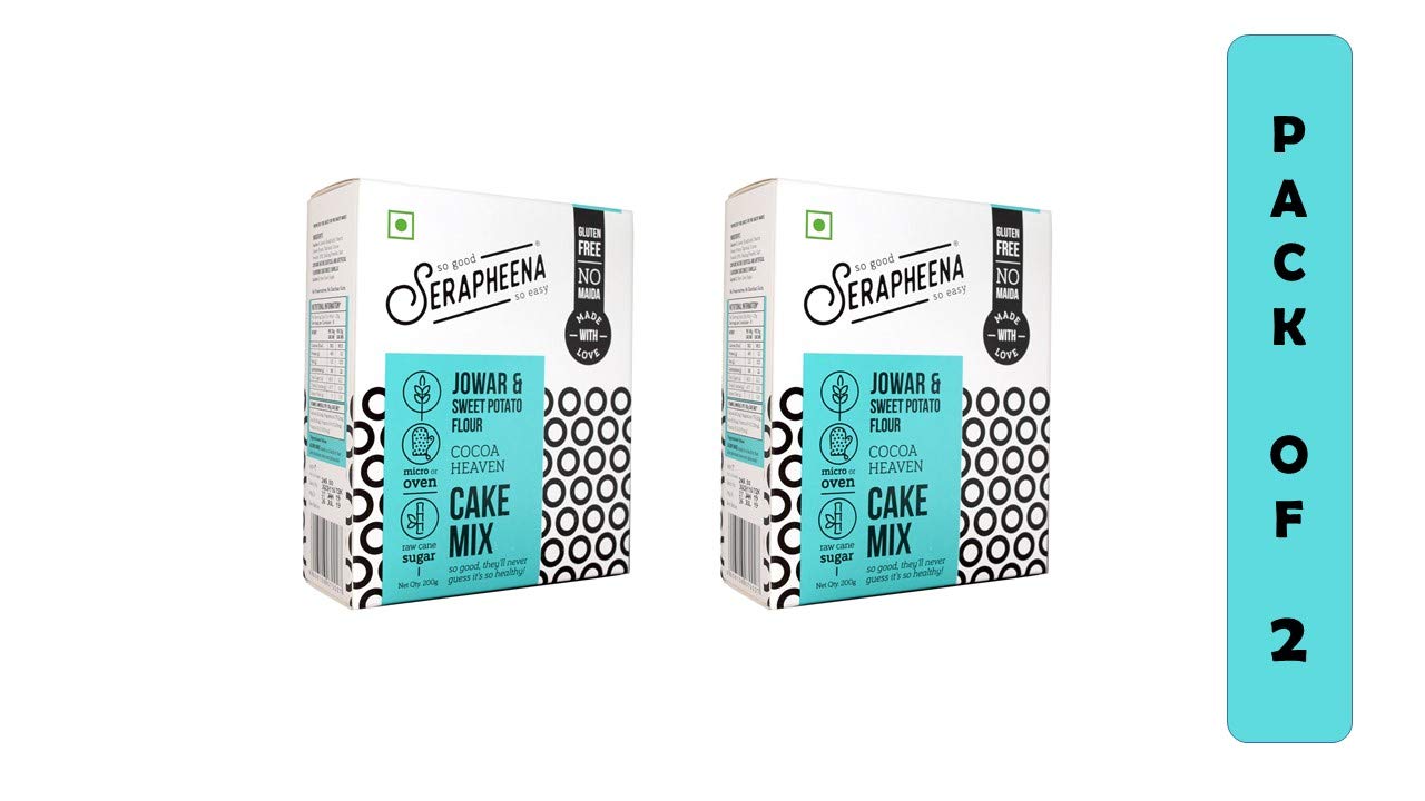 Cocoa Heaven Cake Mix, 200g x 2 | Jowar and Sweet Potato Flour, Gluten Free, No Maida, Quick and Easy to Make | Pack of 2