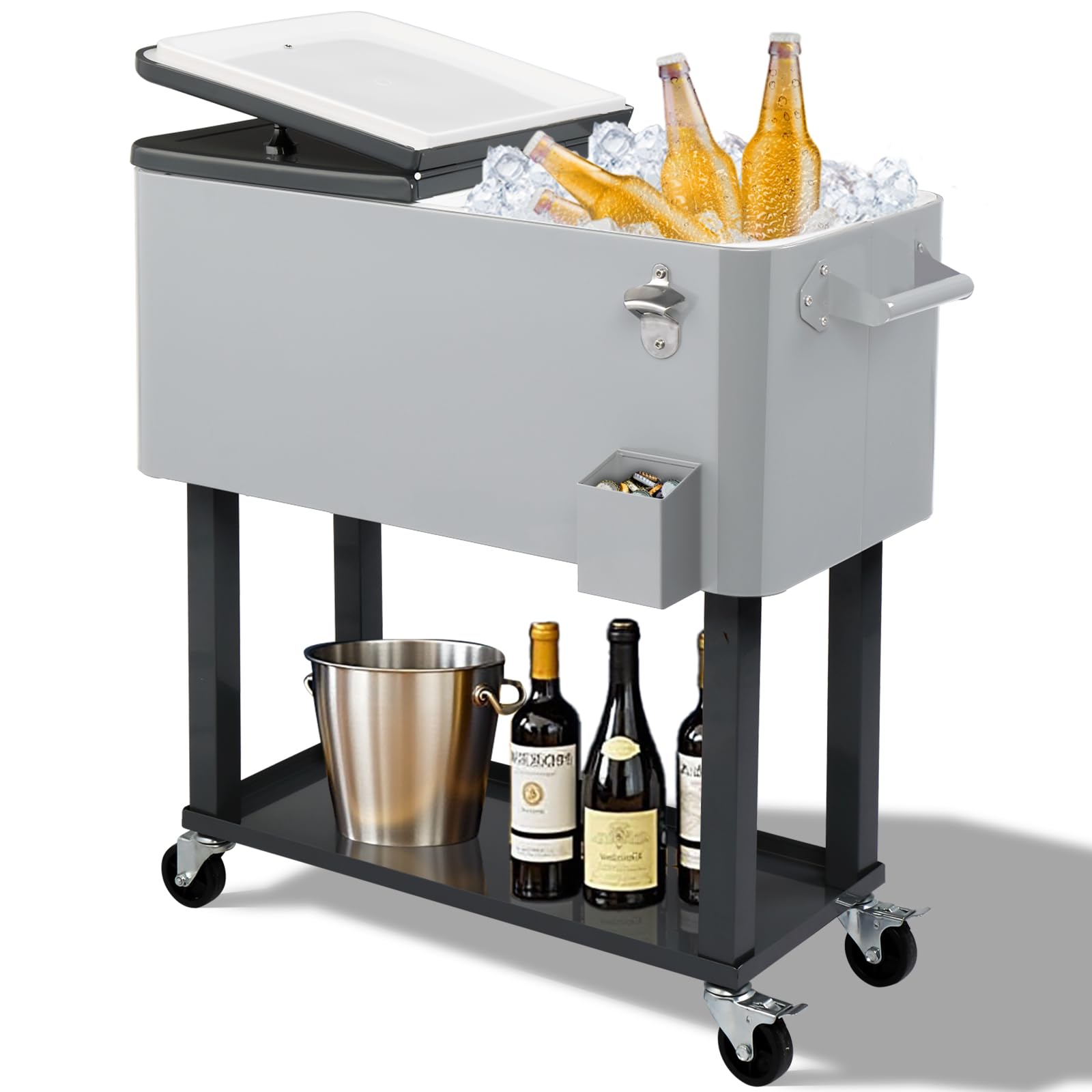 Outvita 80 Quart Rolling Ice Chest in Gray