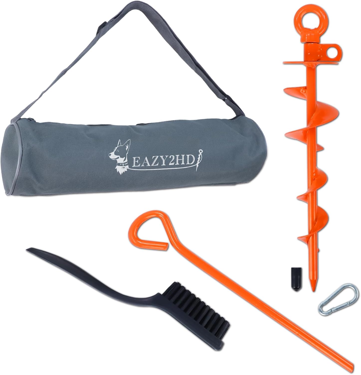 Eazy2hD 15″ Dog Tie Out Stake, Heavy Duty Dog Anchor for Dogs Up to 220Lbs, 360° No Tangle Dog Tether, Anti-Rust Dog Stakes for Outside, Tie Out for Yard, Beach, Camping, with Installation Kit