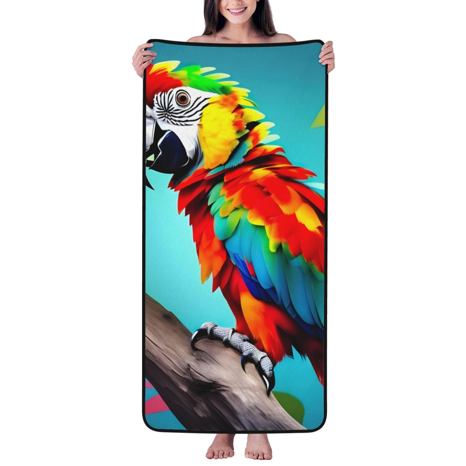 KPXXAQT Parrots On Tree Print Coral Velvet Bath Towel Soft Absorbent Towels Home Vacation Or Summer Gifting
