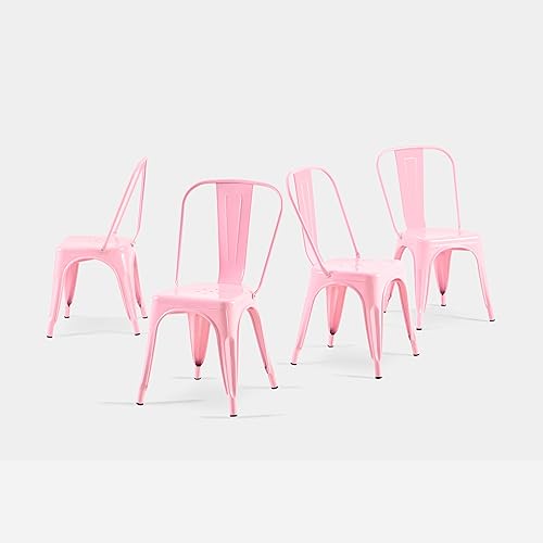 AC Pacific Sillas de comedor de metal industrial de 18 pulgadas de altura, asiento apilable de cocina o bar, diseño moderno y duradero, muebles de