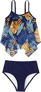 Roupa de banho para meninas adolescentes, 2 peças, roupa de banho para meninas, sem mangas, com estampa floral, shorts de natação fofos para meninas