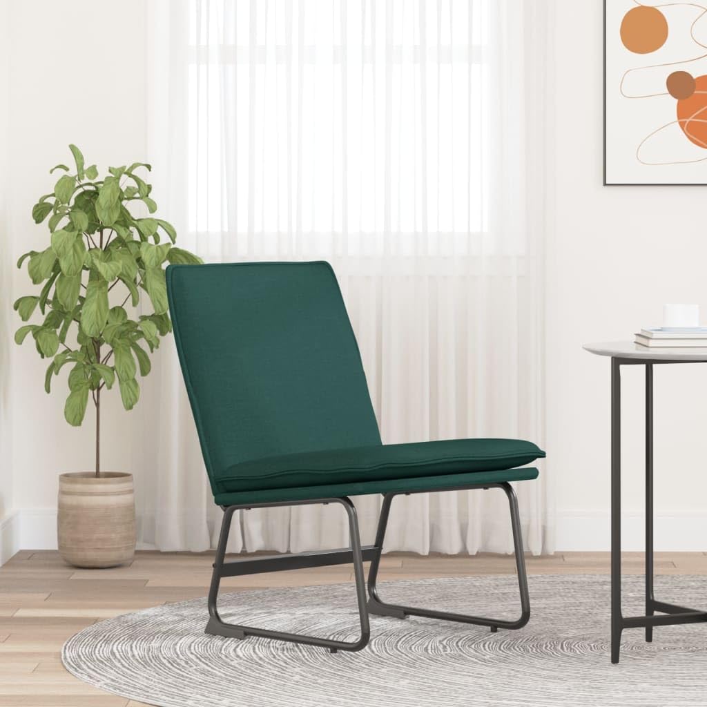 Fotel wypoczynkowy ciemnozielony 52 x 75 x 76 cm, pokrowiec z tkaniny, metalowa rama, wygodny fotel relaksacyjny do salonu, sypialni, biura
