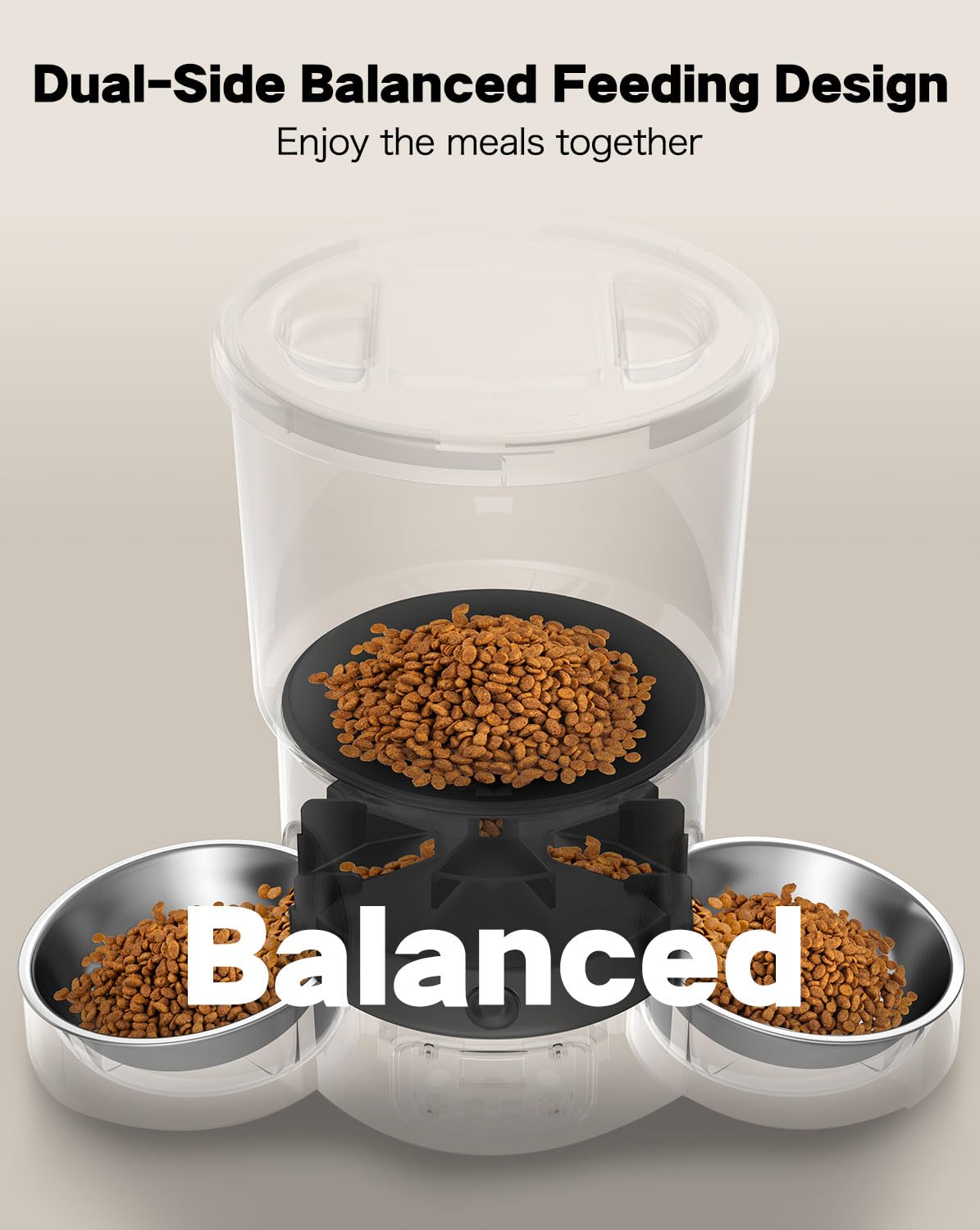 SURDY Automatic Cat Feeder with 5G WiFi, 20 Cups/5L Automatic Cat Food Dispenser for 2 Cats Smart Pet Feeder with APP Control for Remote Feeding (Black, 5L)