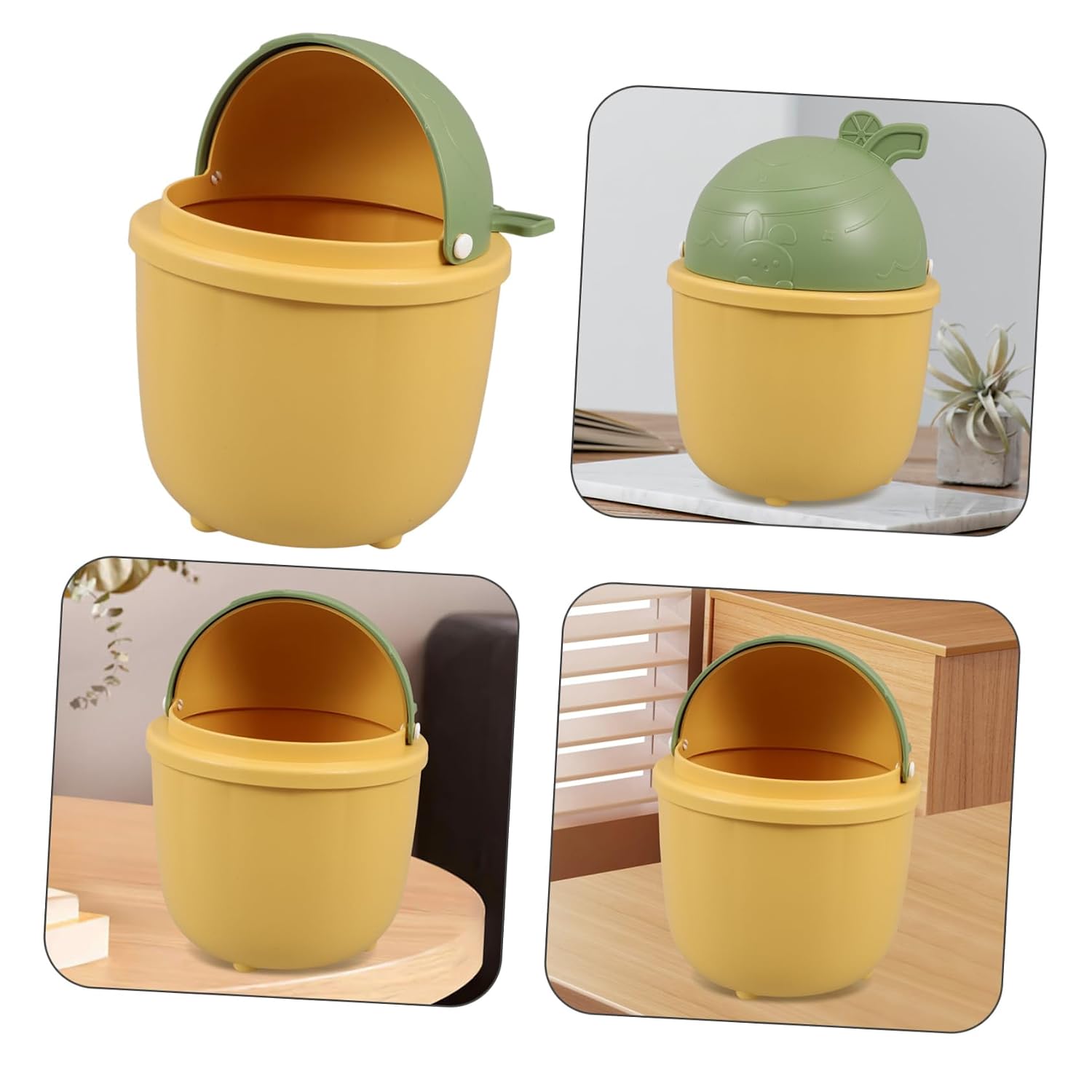 Cute Mini Trash Can Compact Waste Basket for Desk Bedroom Bathroom Office and Design Small Trash Bin for Countertop Storage
