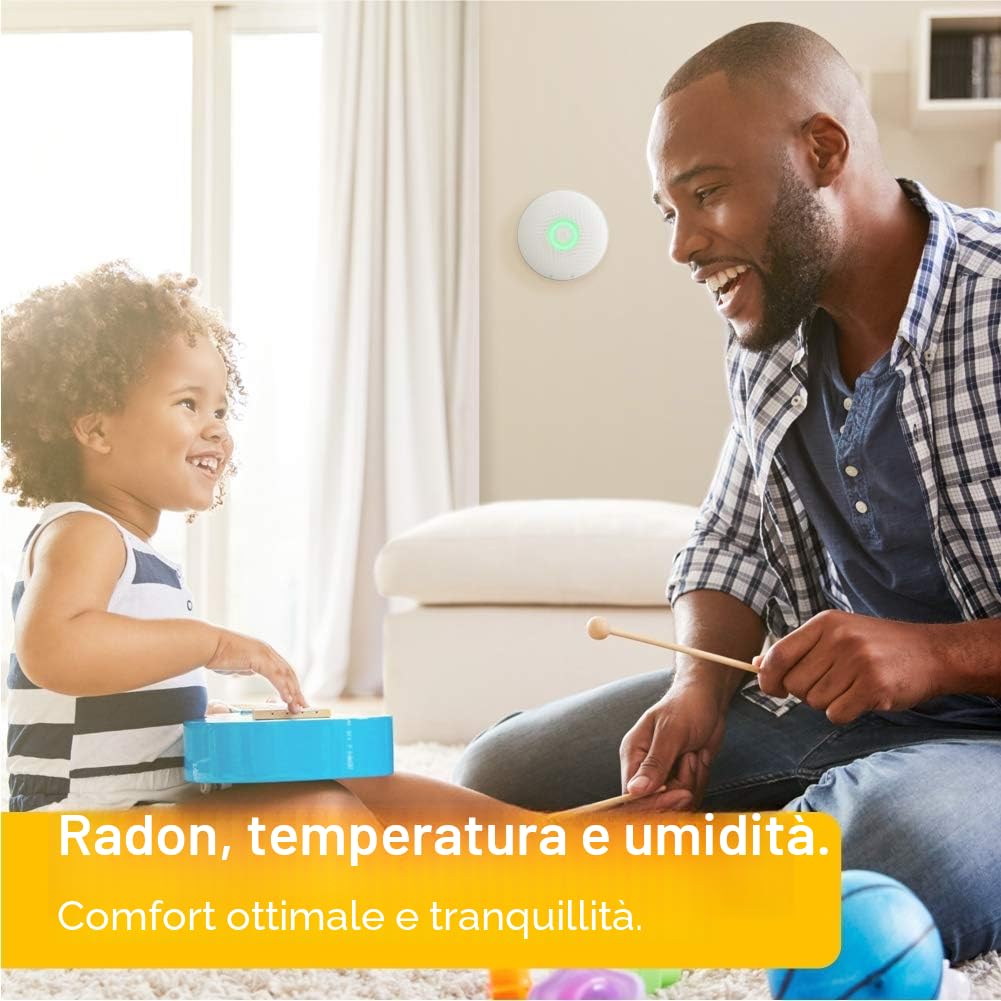 Airthings 2950 Wave Radon Rilevatore Intelligente di Radon con Monitoraggio di umidità e Temperatura, Preciso e Facile da Usare, senza Fili
