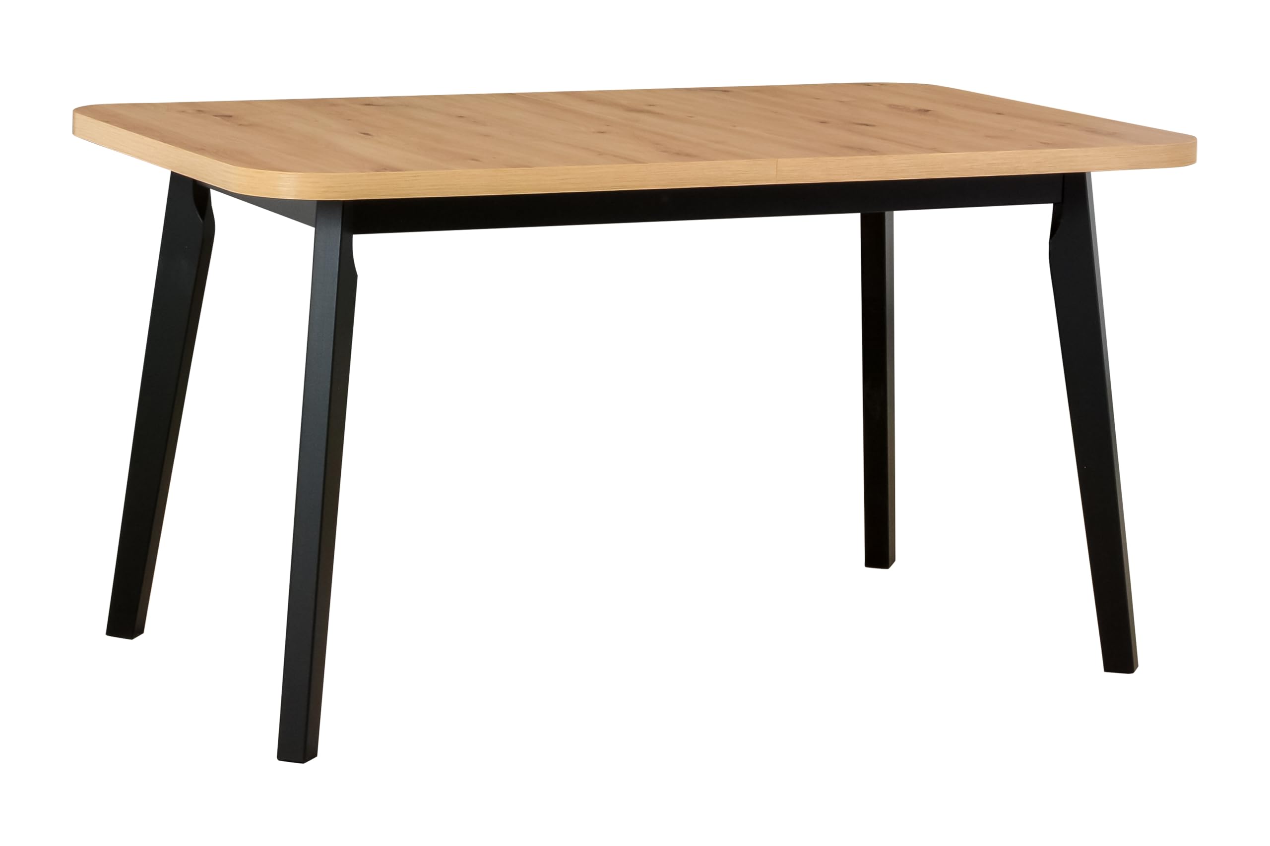 Ausziehbarer Esstisch- Oval- Esszimmertisch- Küchentisch-Hölzerne Beine in Schwarz - Tischplatte in Artisan- Moderner Stil- Für 6-8 Personen, 80x 140-180