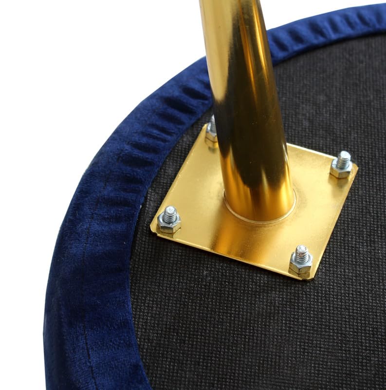 Image of Ottoman for Living Room, Velvet Round Foot Rest Stool, Metal Legs Chair for Sitting, Puffy for Bedroom & Makeup Room Decor | Chair (18 inchx18 inchx32 inch), Puffy (16 inchx16 inchx17 inch) | (Combo-Royal Blue)