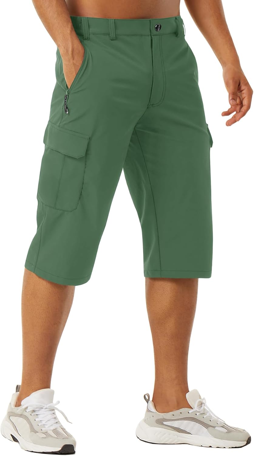 EKLENTSON Men's Workout Shorts Quick Dry Gym Hiking Shorts Zipper Pockets Lightweight Athletic 3/4 Capri Pants for Men