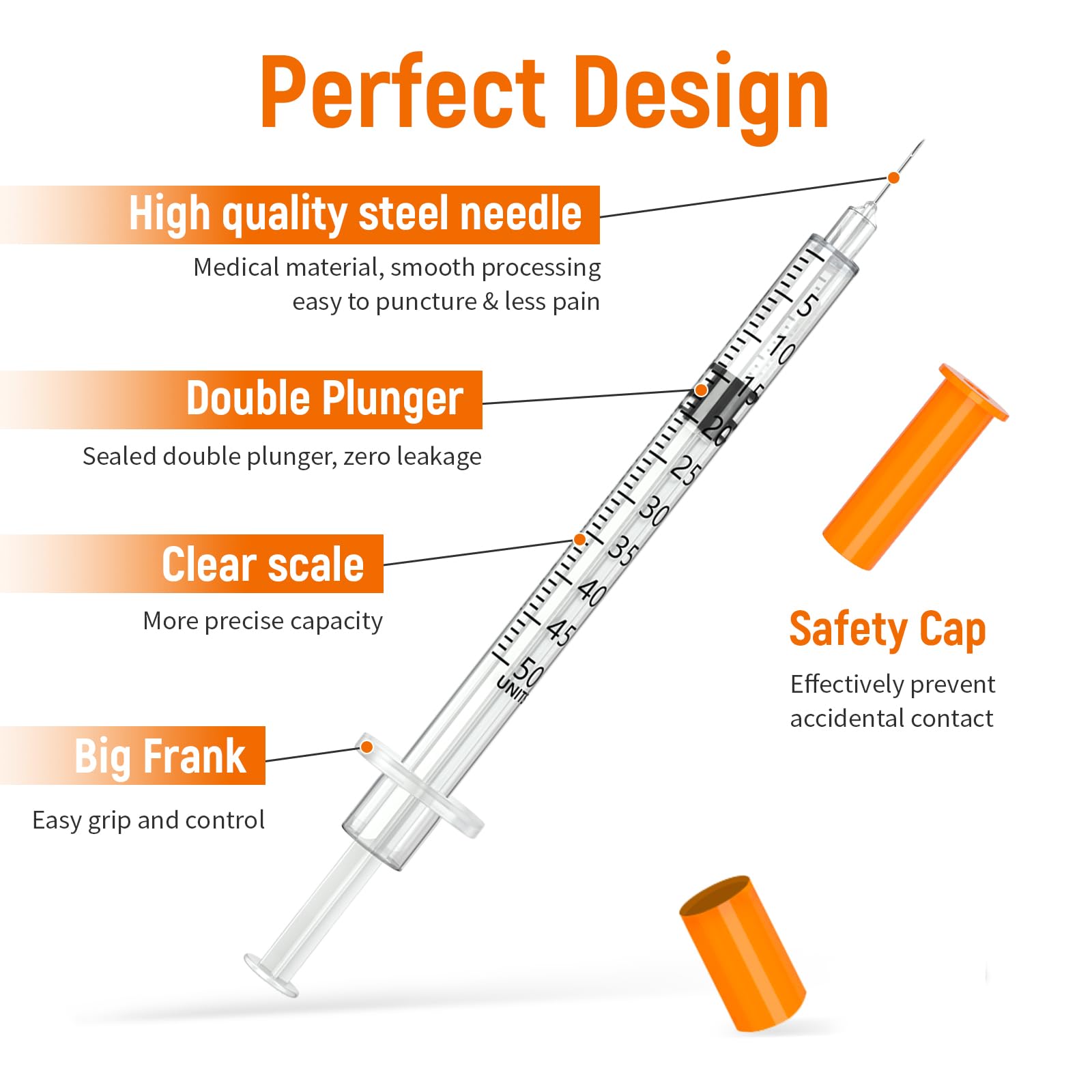 0.5ml 31G 5/16" syring, Seringe insulin, Individually Packed, Smooth & Comfortable, Pack of 100 — Amazon image 4