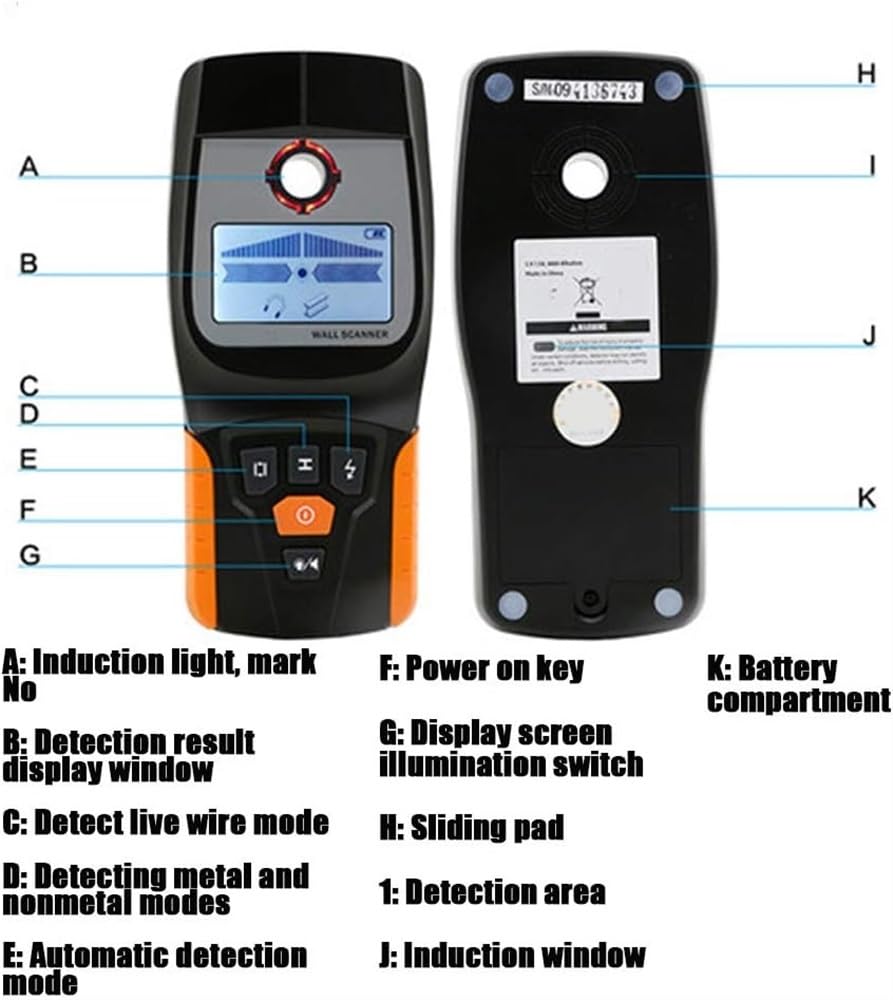 Detector de pared, detector de vigas, detector de vigas con sensor electrónico 4 en 1, detector de pared, búsqueda central con pantalla LCD for madera, alambre de CA, vigas metálicas, detección de vig