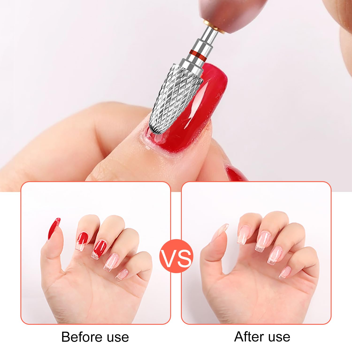 3 Pezzi Punte Fresa Unghie, 3/32 Pollici Punta Fresa Unghie Carburo di Tungsteno, per Rimuovere Gel, Acrilico, Cuticola, Strumenti per Manicure e Pedicure