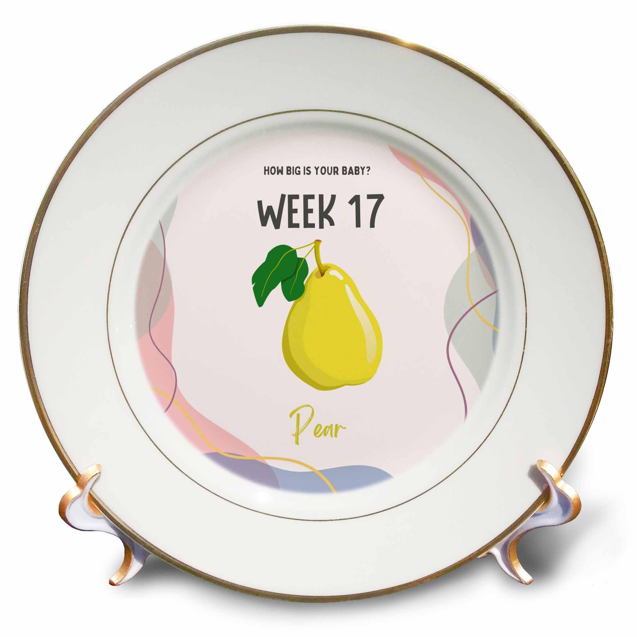 3dRose Image of Pear How Big is Your Baby Week 17 - Plates (cp-388469-1)