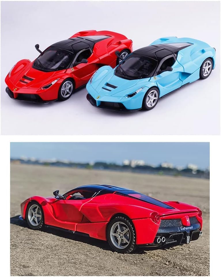 Image of Diecast Toy Car Sports Model Car Zinc Alloy Simulation Casting LaFerrari Pull Back Vehicles,1:32 Scale Supercar Toys with Lights and Sound for Toddlers Kids Children Boys Girls Gift (red)