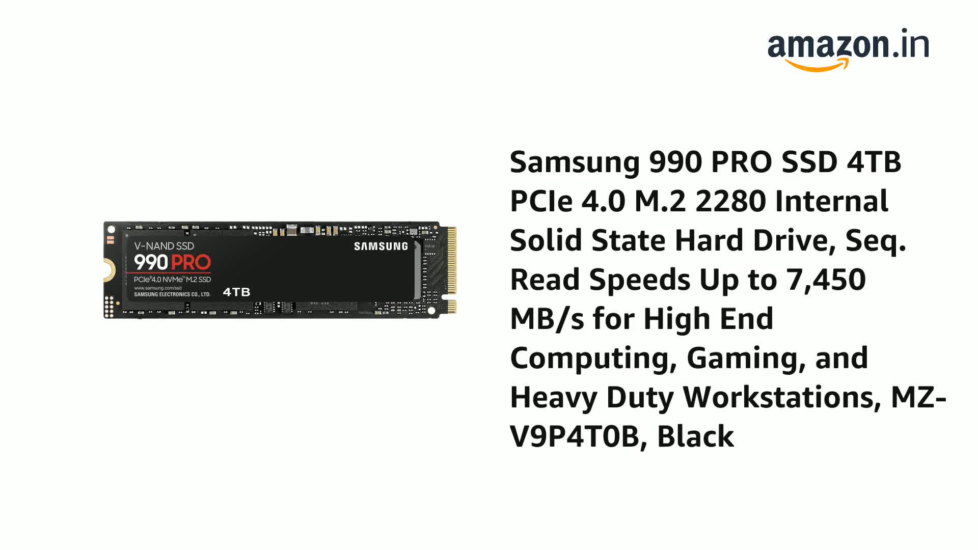 内蔵型SSD SAMSUNG 990 PRO 4TB M.2 SSD Amazon.in: Buy Samsung 990 PRO SSD 4TB PCIe 4.0 M.2 2280