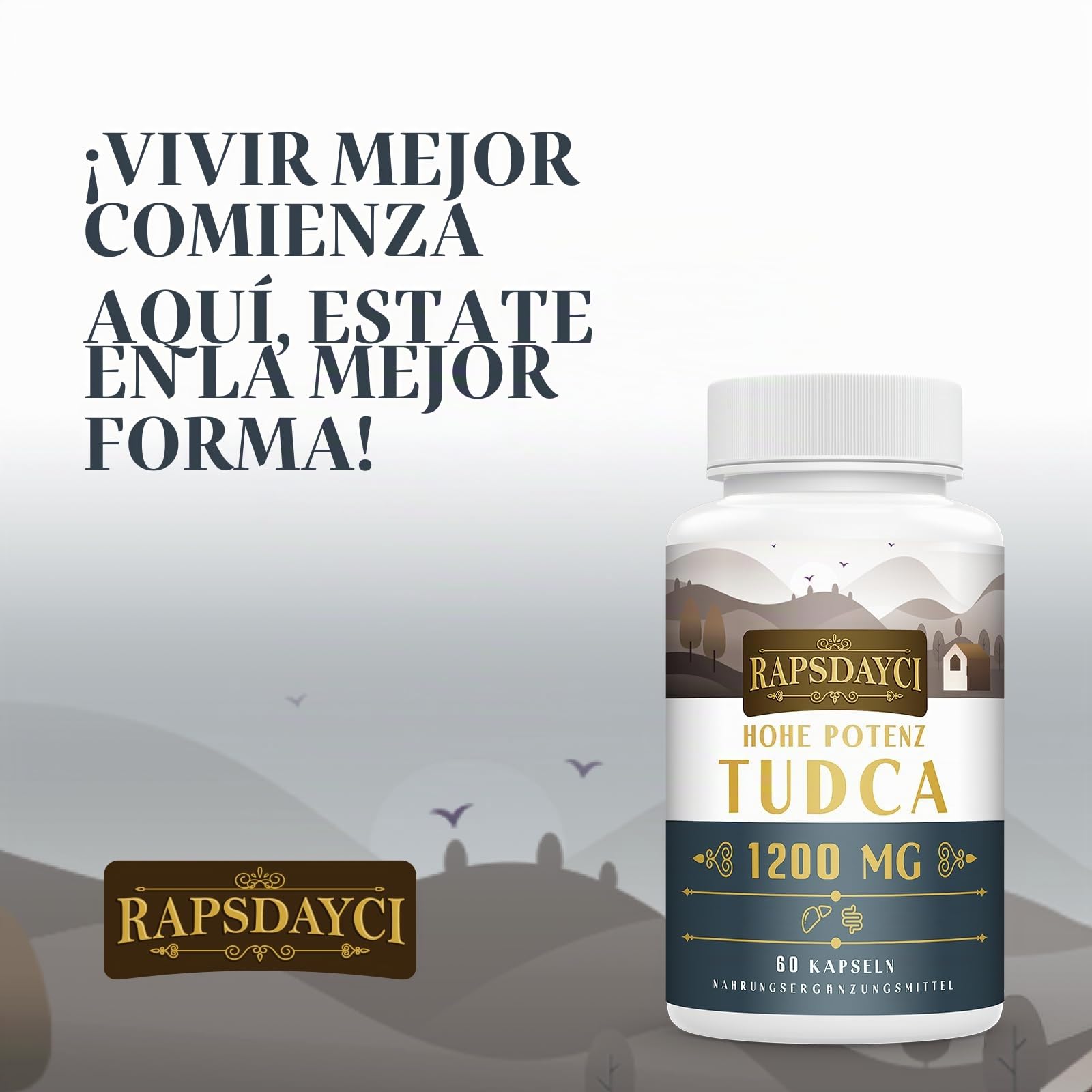 TUDCA de alta dosis (1200 mg por porción), 240 cápsulas – sales biliares de ácido tauroursodesoxicólico, suplemento alimenticio para el hígado | sin OMG, sin gluten