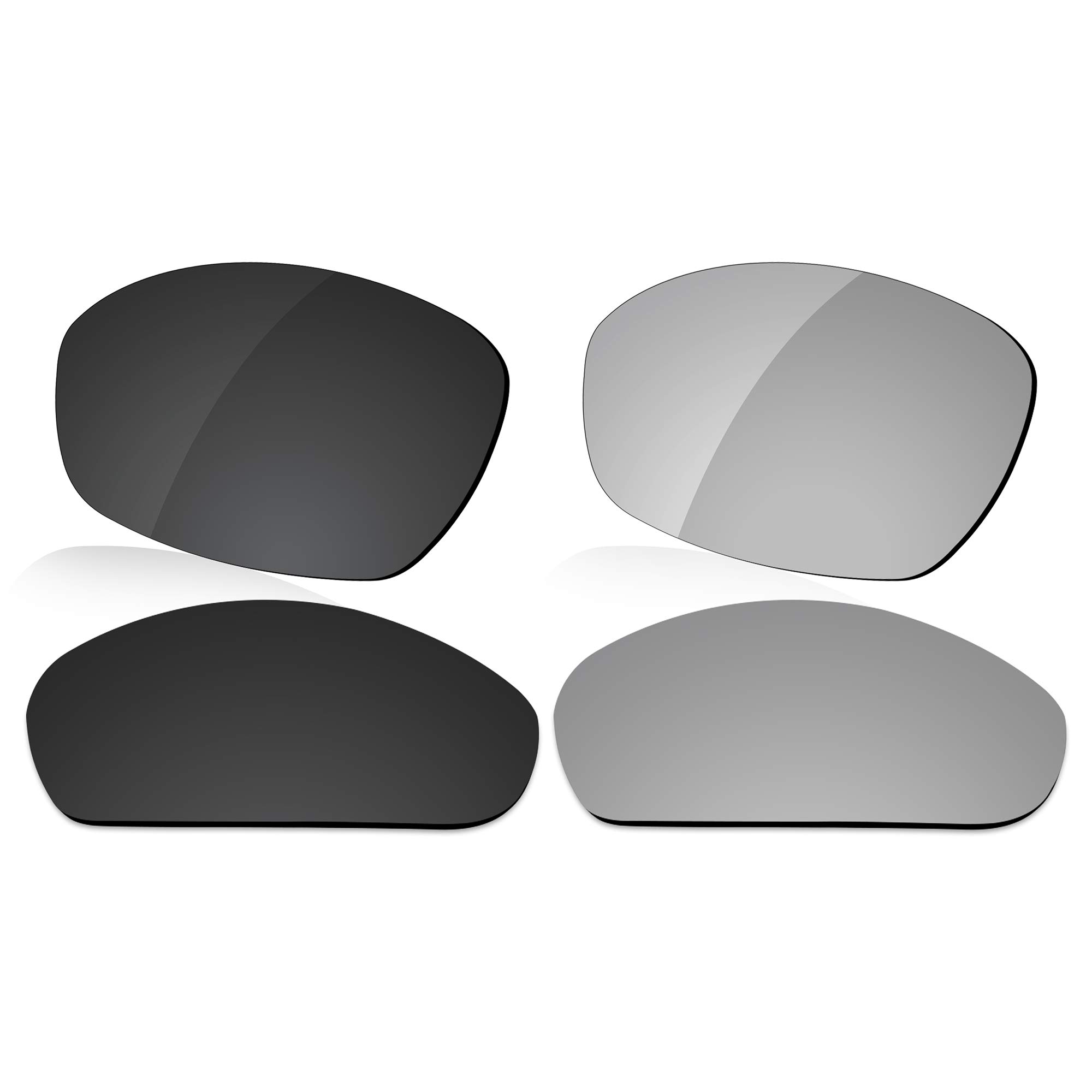 LenzReborn Polarized Lens Replacement for Oakley Whisker Sunglass - Dark Black+Silver Grey