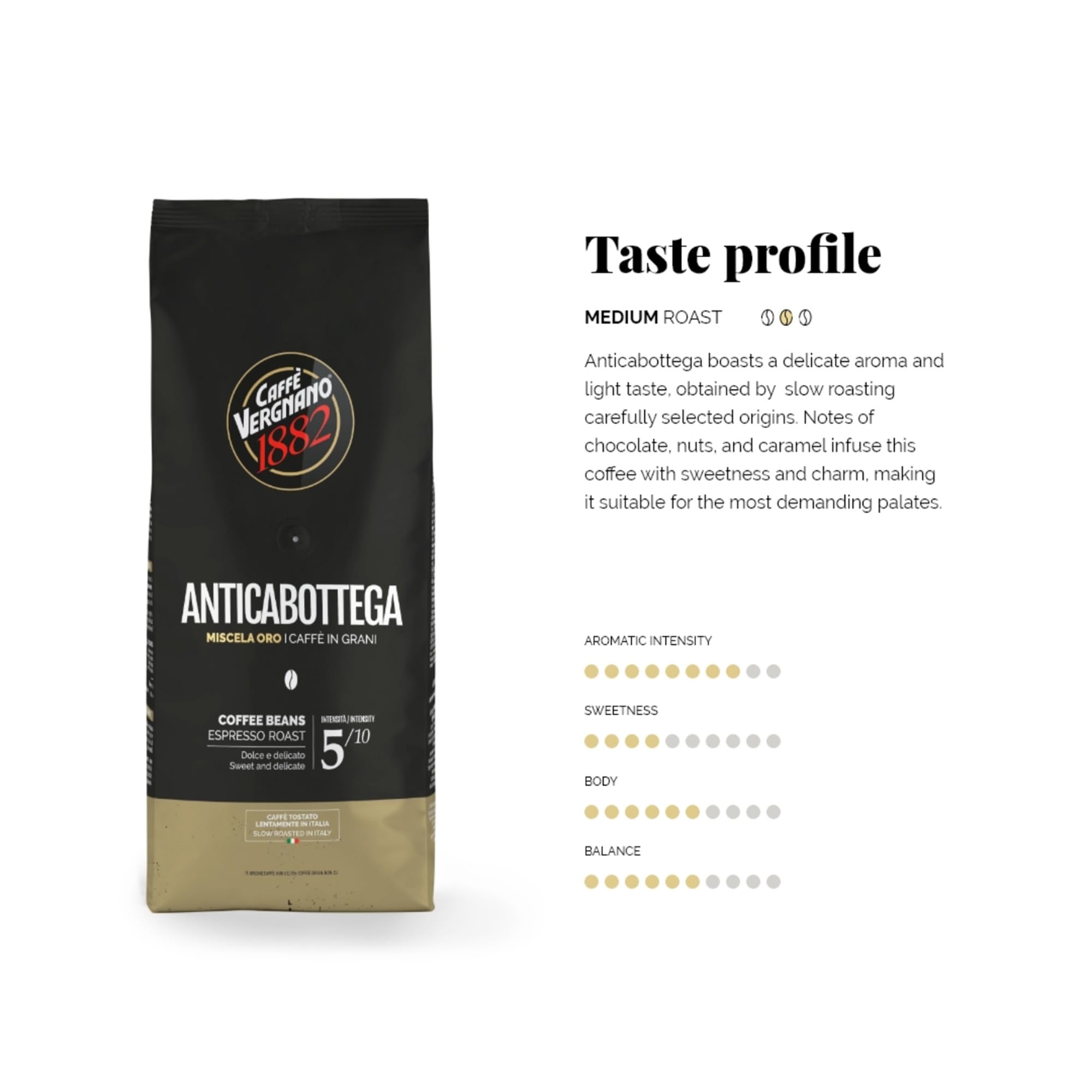 Caffè Vergnano 1882 Kaffeebohnen Anticabottega - 1 Packung enthält 1 Kg