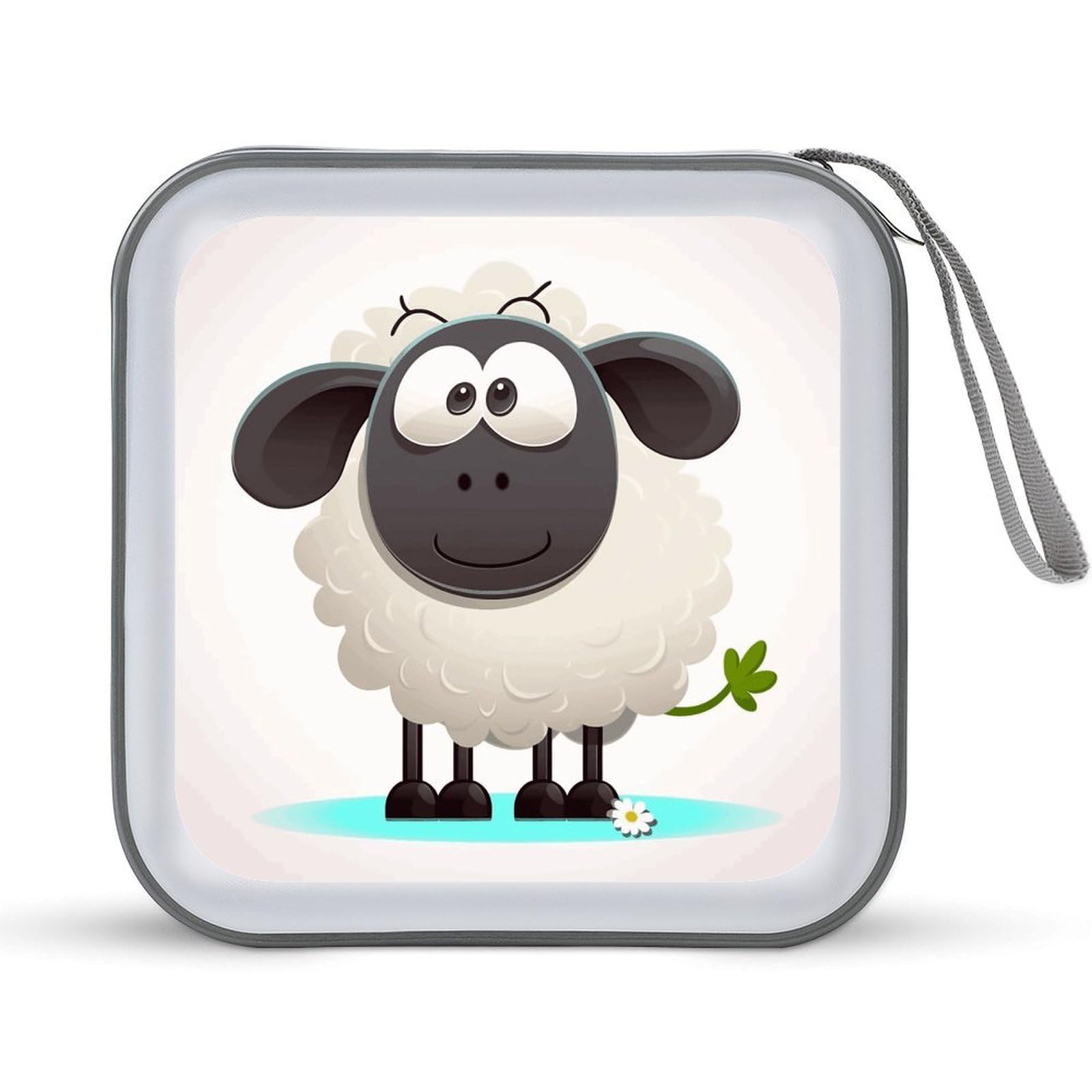 FodPand Sheep CD Case with Zipper 40 Capacity DVD Case Holder Hard Plastic DVD Disc Storage Box Portable Disc Storage Organizer CD Wallet Bag Media Disc Wallet for Car Home