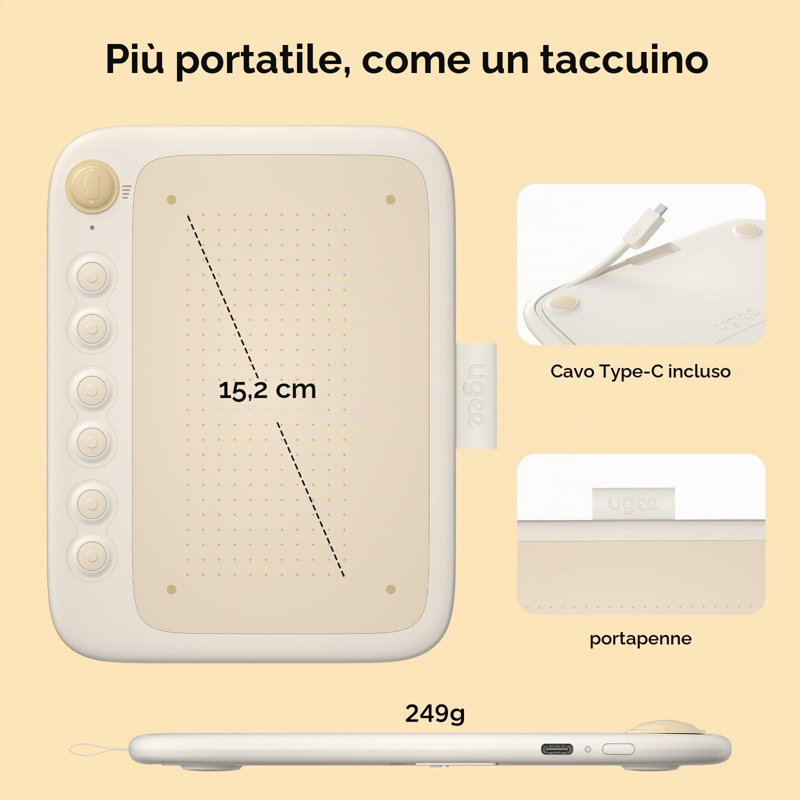 ugee tavoletta grafica con schermo UE12 PLUS 11,9 pollici,147% sRGB Ultra-Wide Color Gamut ideale per l'ufficio domestico e l'apprendimento online, nero