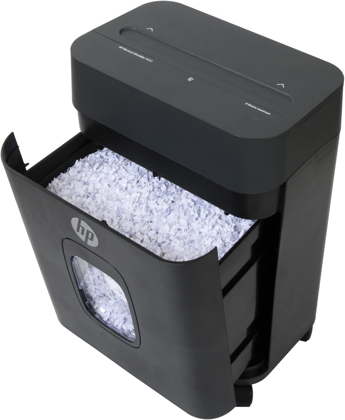 HP - Paper Shredder Micro Cut, 8-Sheet Manual Feed, Shreds Credit Cards & Staples, Heavy Duty Paper Shredder for Home Use with 3.4 Gallon Basket