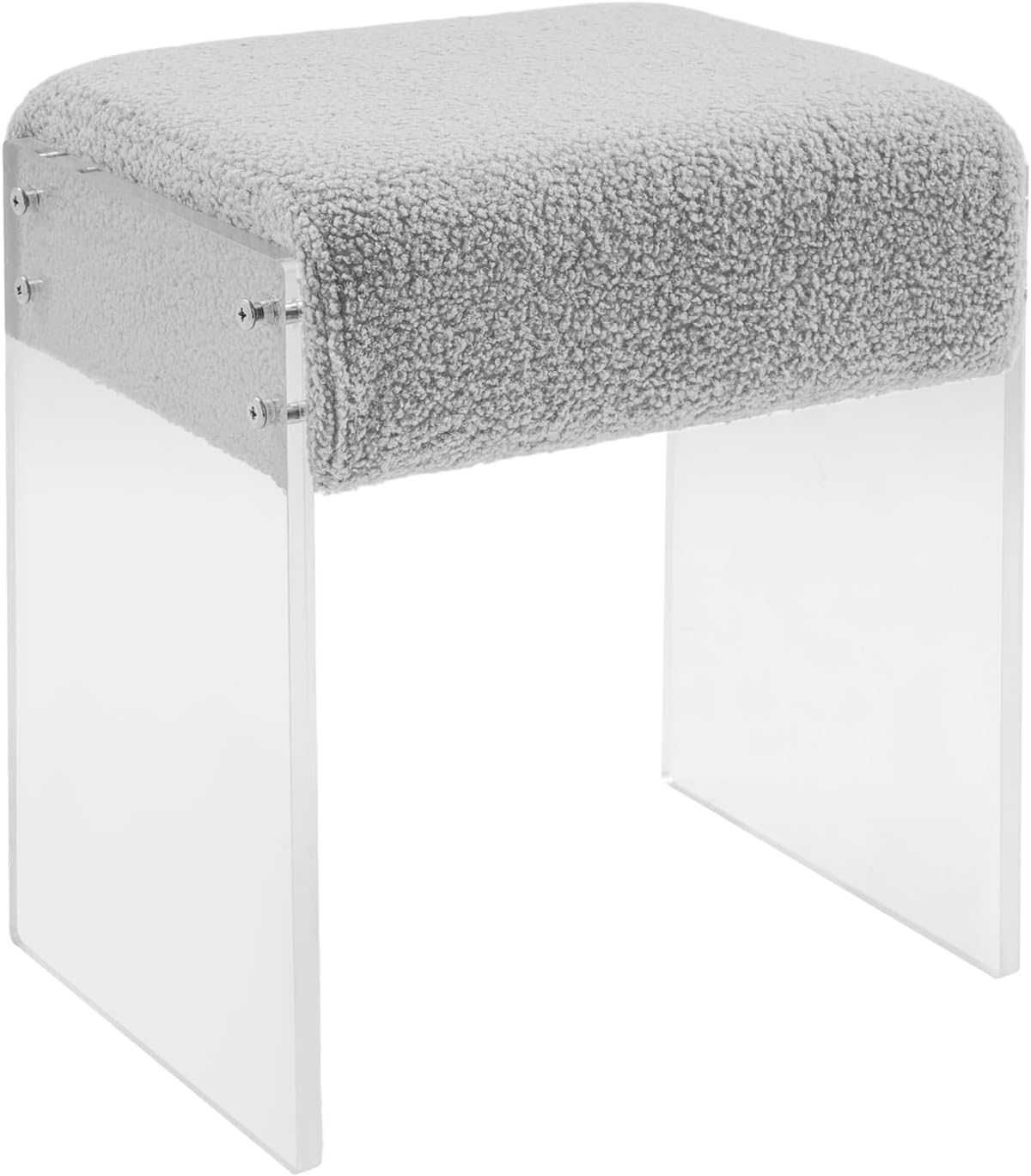 Modern Minimalist Acrylic Leg Stool Chair, Multifunctional Vanity Stool with Cushion, Foot Rest Ottoman for Makeup Room Living Room Bedroom (Gray)