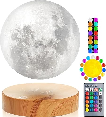 VGAzer - Lámpara LED de luna de levitación giratoria con total libertad, con impresión 3D, tiene 20 modos de funcionamiento, regalo único,