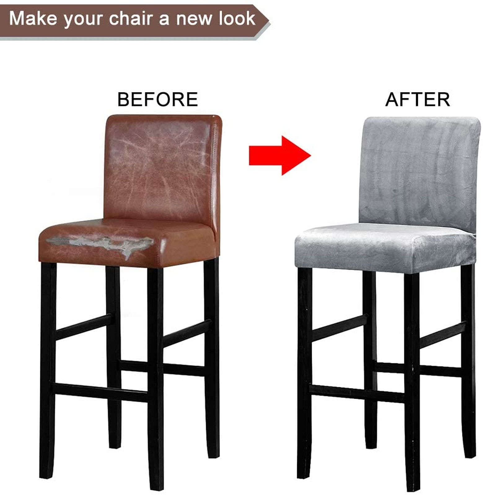 Fundas elásticas para taburetes de bar, protectores de silla suaves y extraíbles con parte inferior elástica para fundas de asiento altas antideslizantes en comedor y cocina