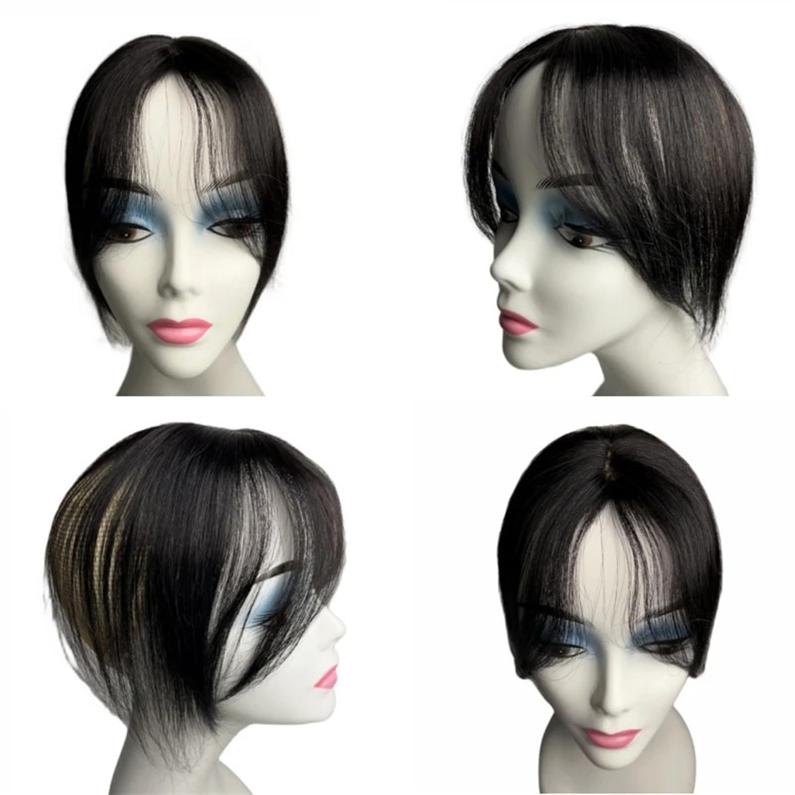 Flequillo Flequillo de Cabello Humano Natural for Mujer, Flequillo Lateral, Parte Media 3D, Extensiones con Clip, postizos Invisibles Flequillo Postizo(Dark Brown)