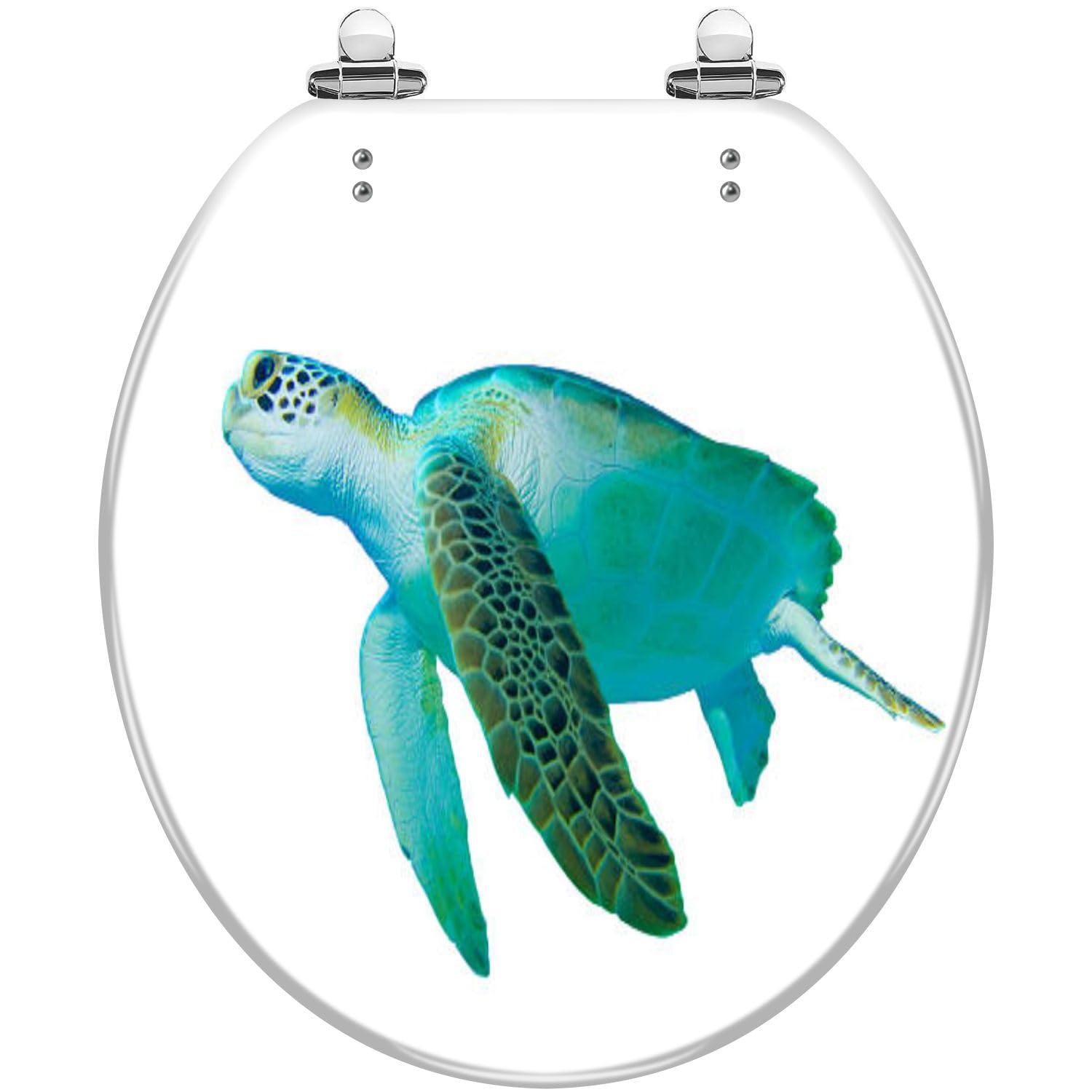 Round Toilet seat, Tropical Design, Quick Release Close Quiet Close Hinges, Adjustable, Lightweight, Durable, Portable, User-Friendly, Compact, Resin, Seascape