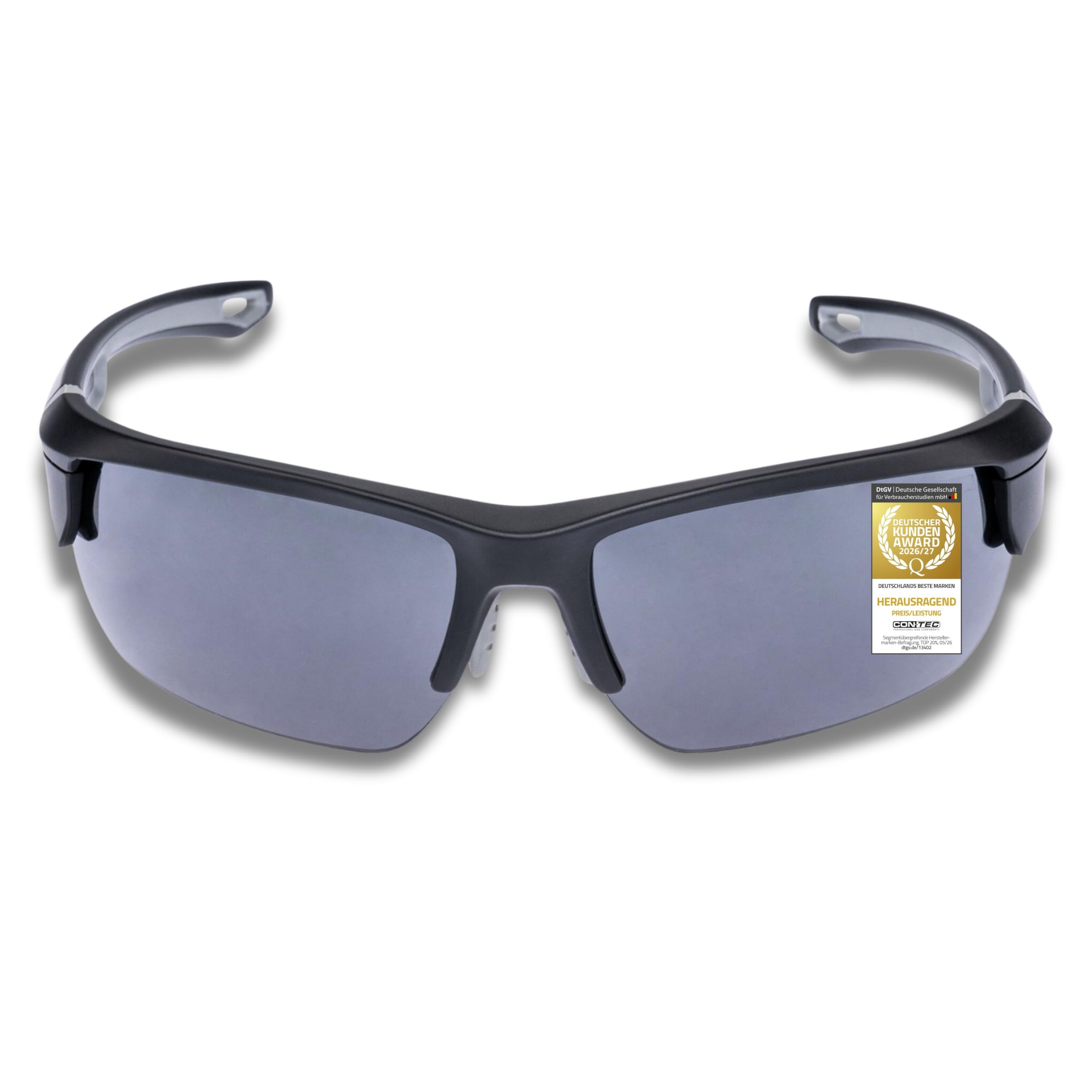 CONTEC Fahrradbrille Glow, Halbrahmen, 3 Wechselgläser (dunkelgrau, orange, klar), magnetischer Wechselmechanismus, 100% UV-Schutz, MTB, Trekking, matt schwarz, 1 Stück