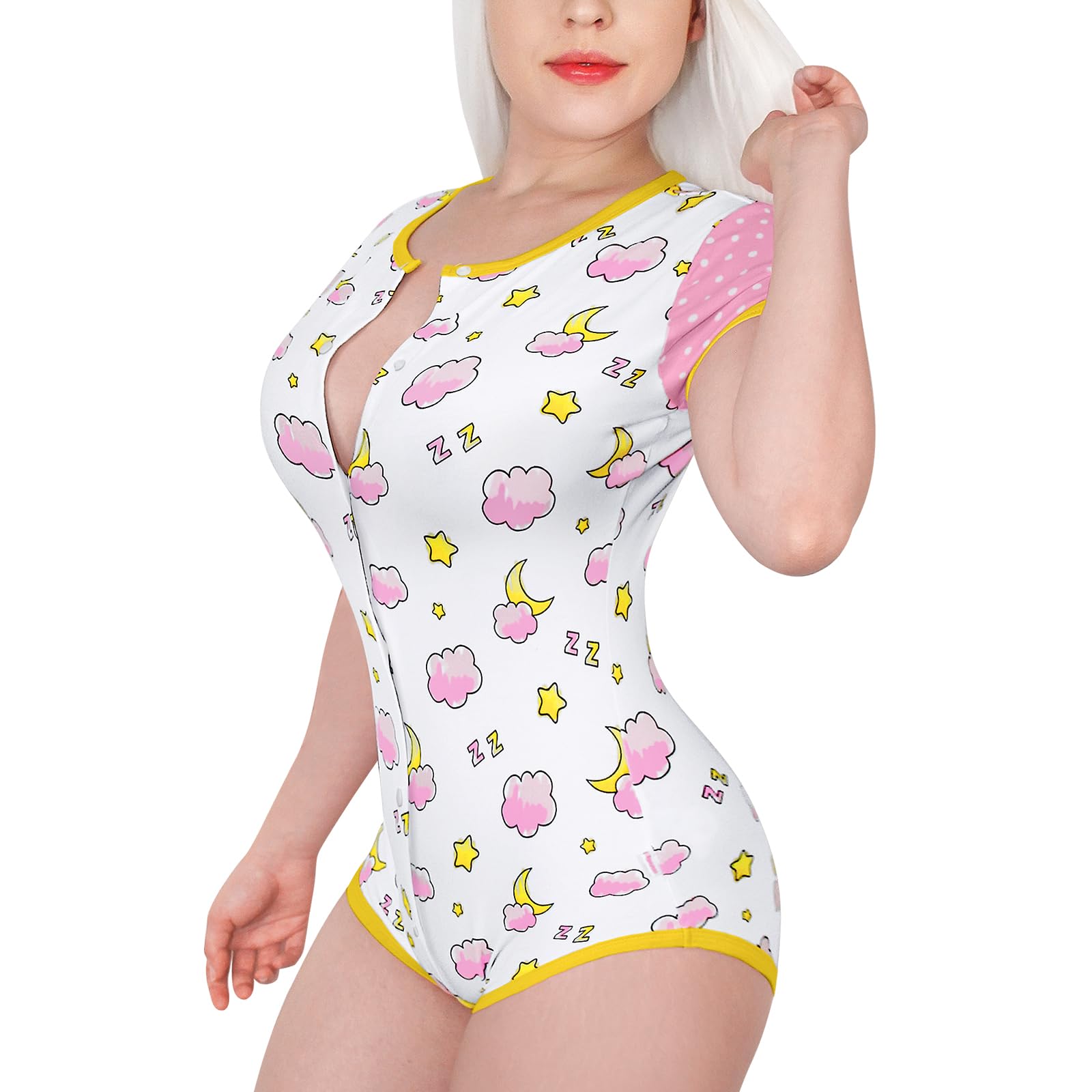LittleForBig Dorośli Baby miłośnik pieluszek ABDL jednoczęściowy śpioszki Wzór Czas snu