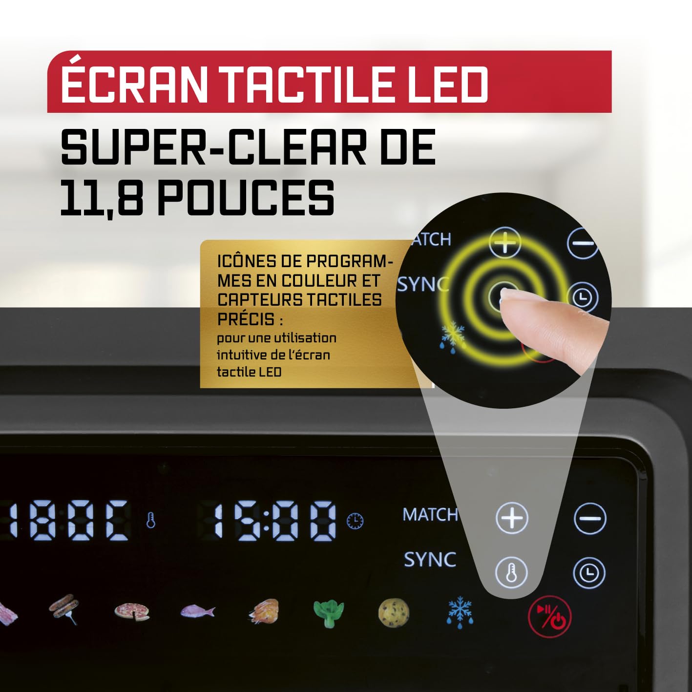 GOURMETmaxx FryUp3 Friteuse à air chaud verticale 3 chambres | Friteuse à air chaud XXL 17 litres | Airfryer avec écran tactile pliable multicolore | Friteuse à air pour 12 personnes | 12 programmes