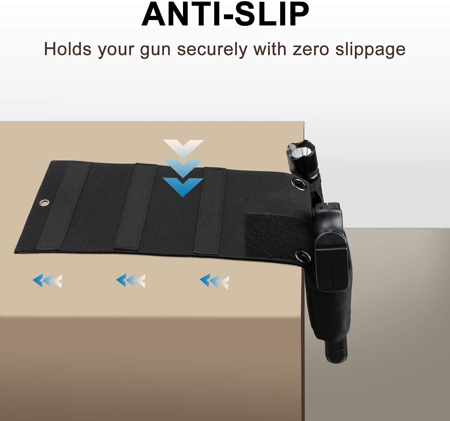 Adjustable Universal Versatile Gun Holster,Bedside Holster Bed Pistol Holster for Mattress Bedside Seat Vehicle Car Home Office Handgun Pistol Holder with Magazine Flashlight Loop Pouch