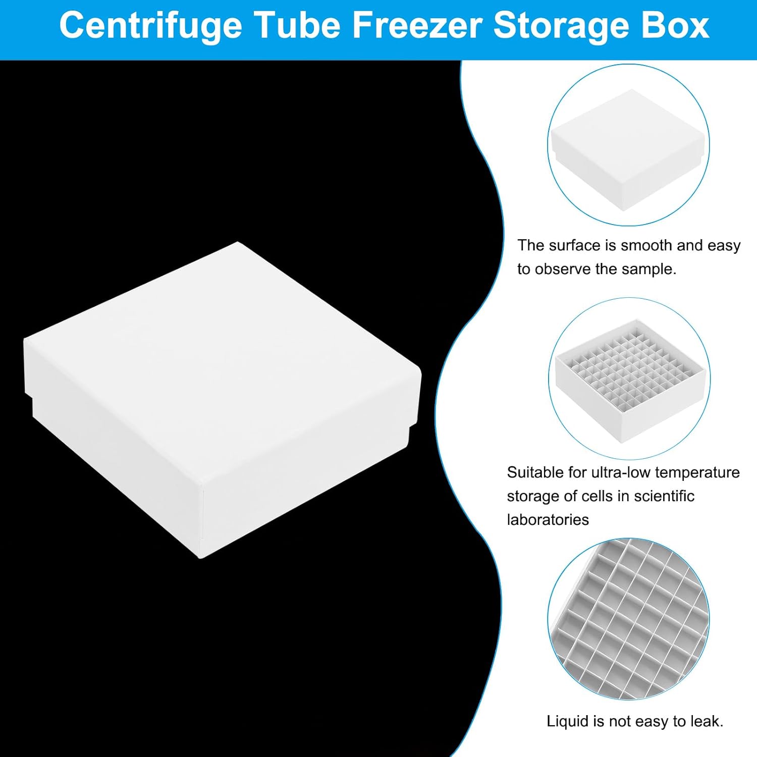 PATIKIL 100 Well Centrifuge Tube Freezer Storage Box, 6 Pcs Waterproof Cardboard Tube Rack for 0.5ml, 1.5ml, 1.8ml, 2ml Tubes Vials Samples, White