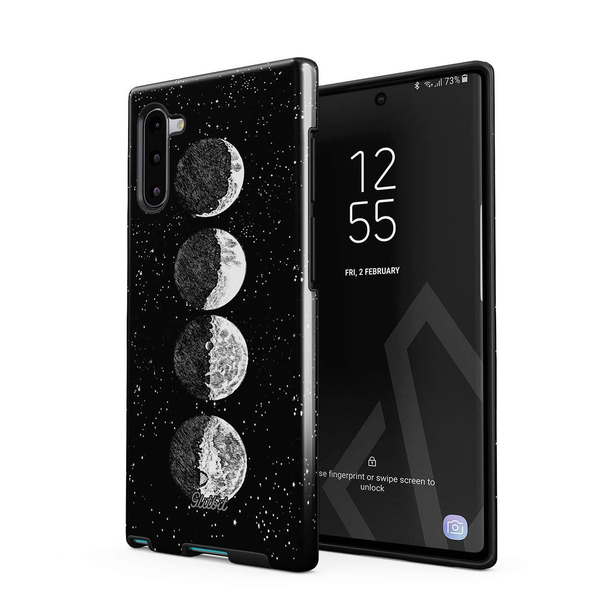 GlitbitCompatible with Samsung Galaxy Note 10 Case Moon Phases Eclipse Stars Cosmos Galaxy Universe Cosmic Lunar Luna Tumblr Heavy Duty Shockproof Dual Layer Hard Shell + Silicone Protective Cover