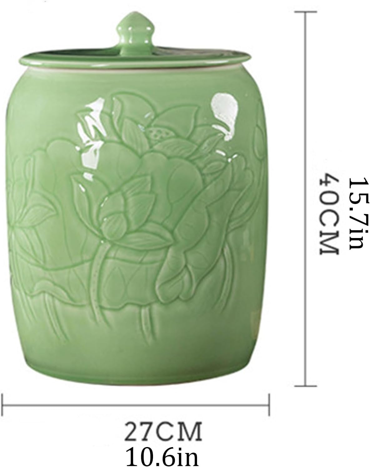 Ceramic Rice Storage Container, Decorative Airtight Storage Jars, Chinese Style Grain Storage with Lid, Ideal for Coffee Beans, Sugar, Snacks, Pasta