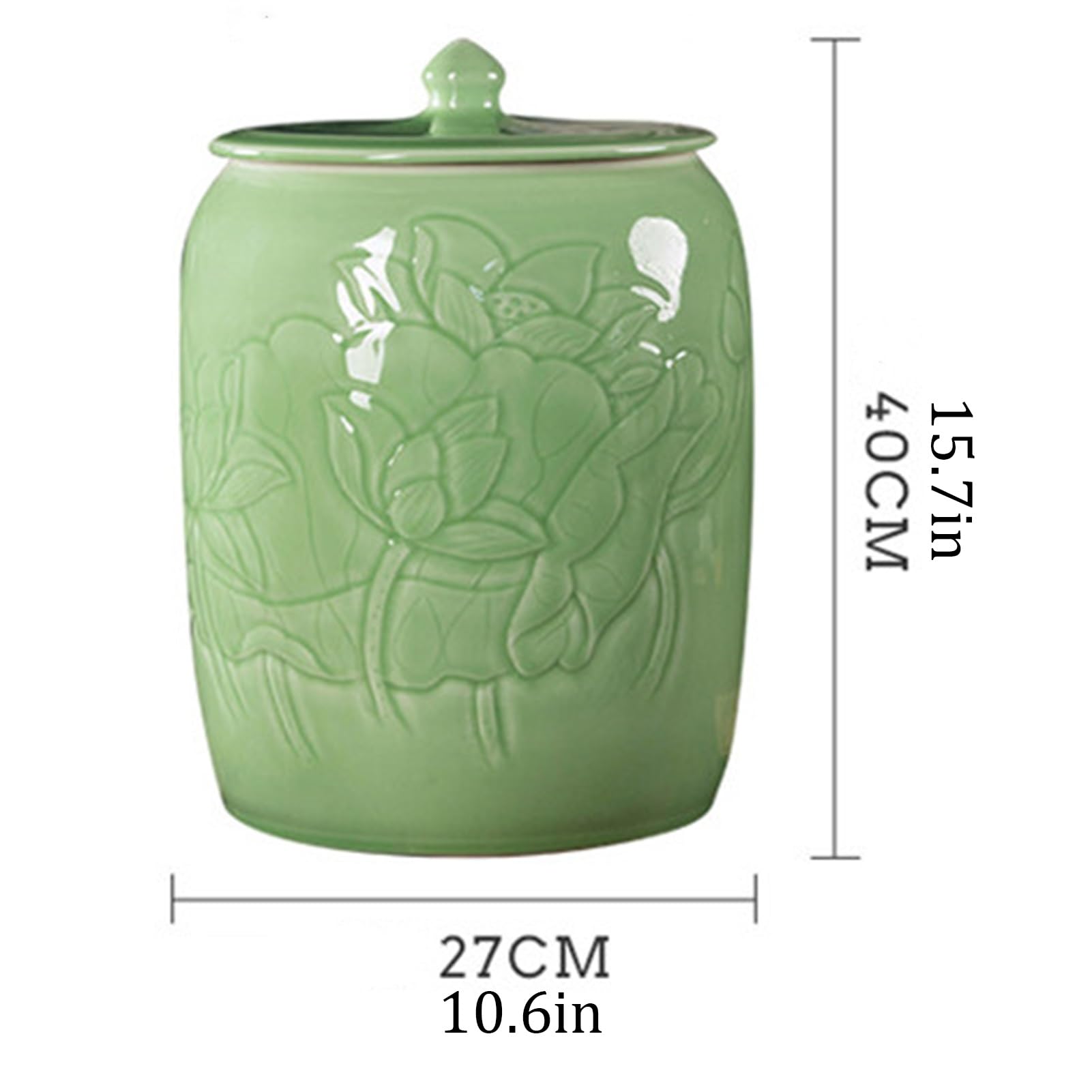 Ceramiczne Wiadro do Ryżu, Storage Container, Przechowywanie Ziarna w Stylu Chińskim z Pokrywką, Idealny do Ziaren Kawy, Cukru, Przekąsek, Makaronu